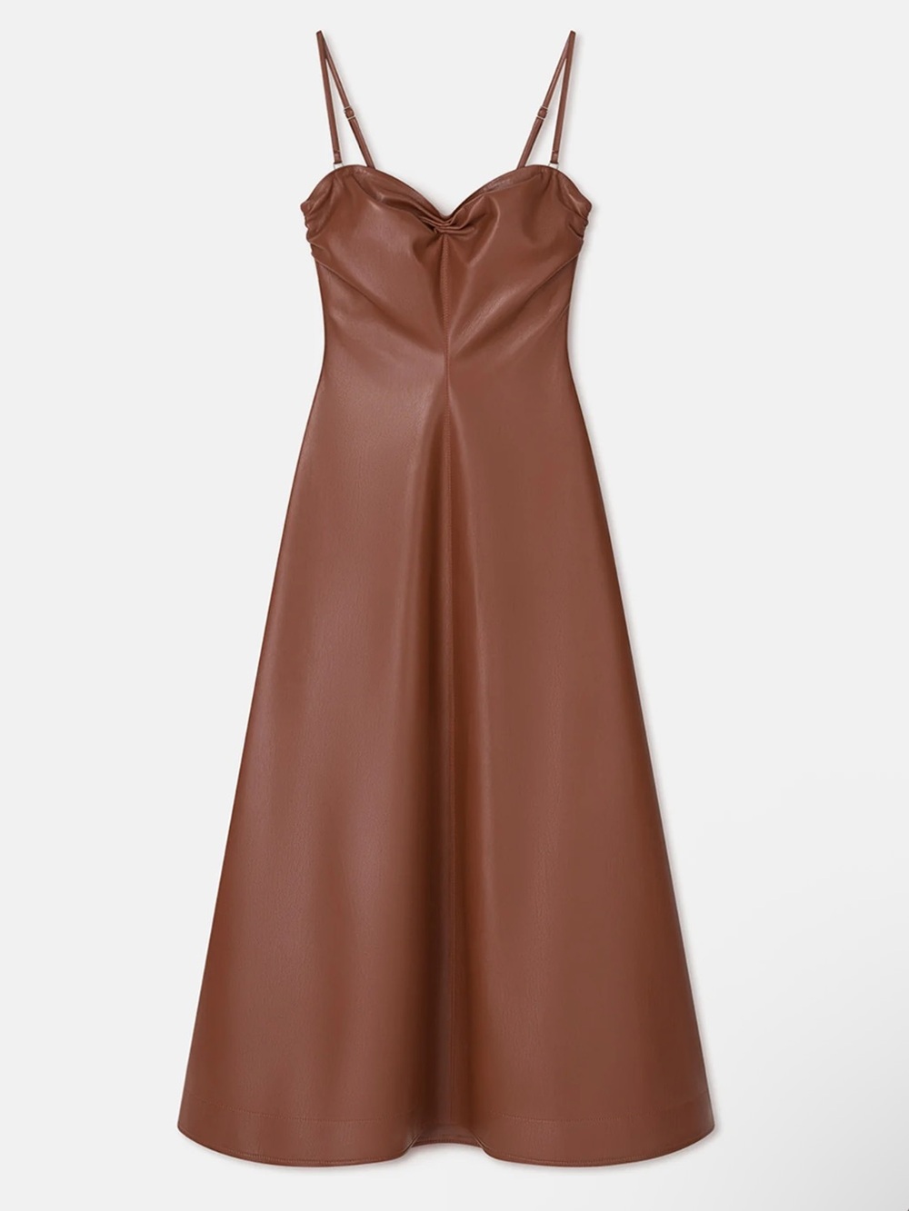 Nanushka Iwona Okobor Alt-Leather Midi Dress Henna Brown NWT Size XS